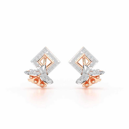 Floral Magnificence Silver Stud Earrings - Rose Gold - Image 1
