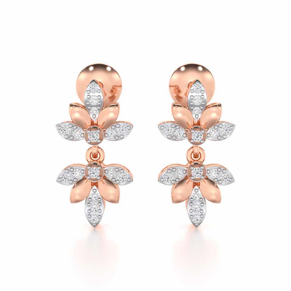 Floral Opulence Silver Earrings - Rose Gold - Image 1