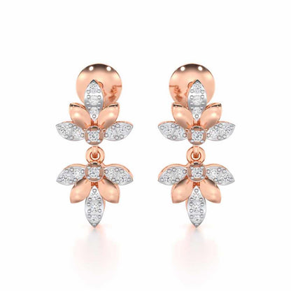 Floral Opulence Silver Earrings - Rose Gold - Image 1
