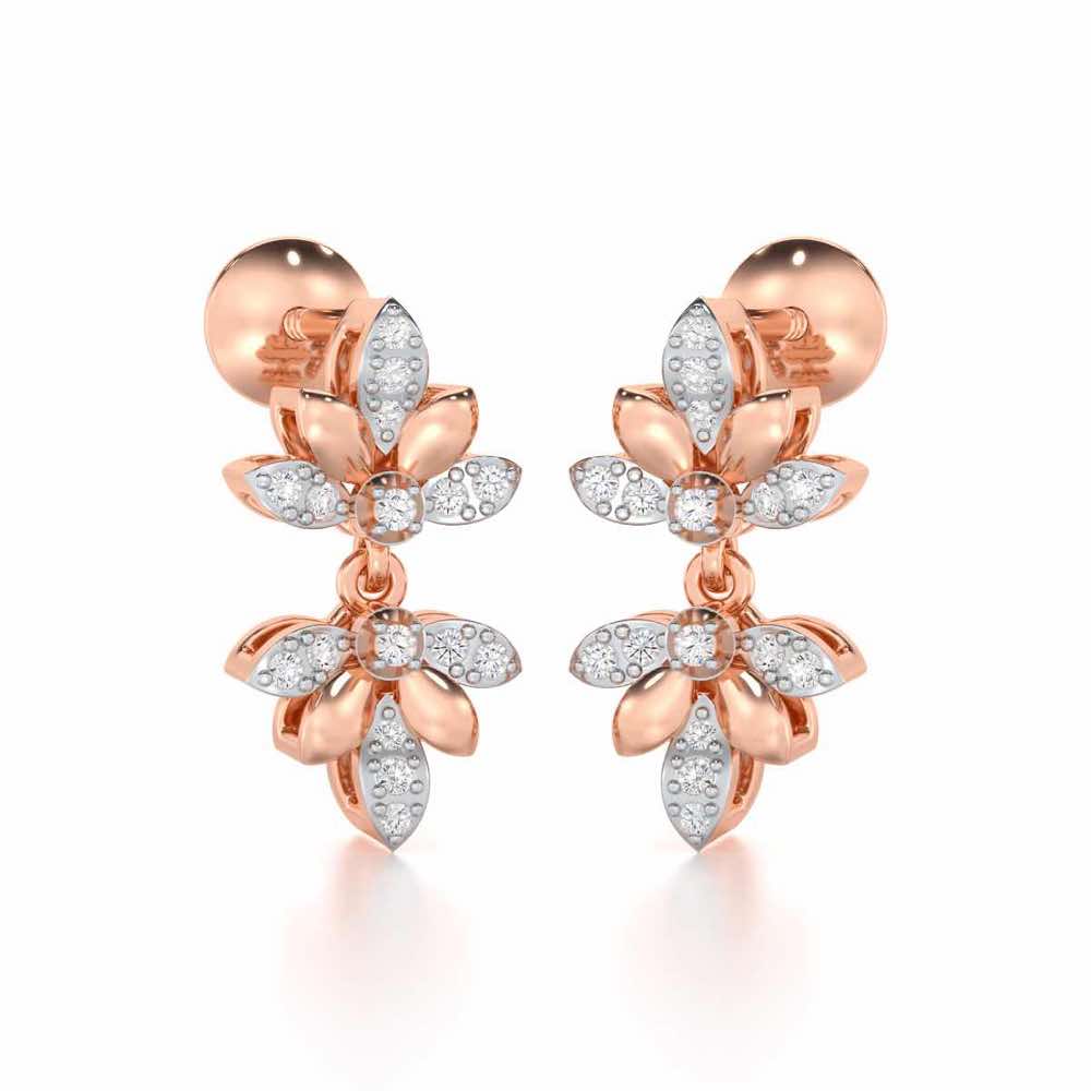 Floral Opulence Silver Earrings - Rose Gold - Image 2