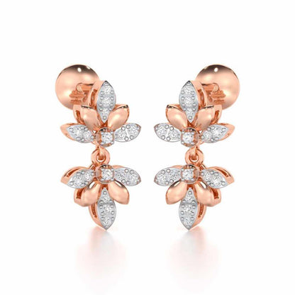 Floral Opulence Silver Earrings - Rose Gold - Image 2