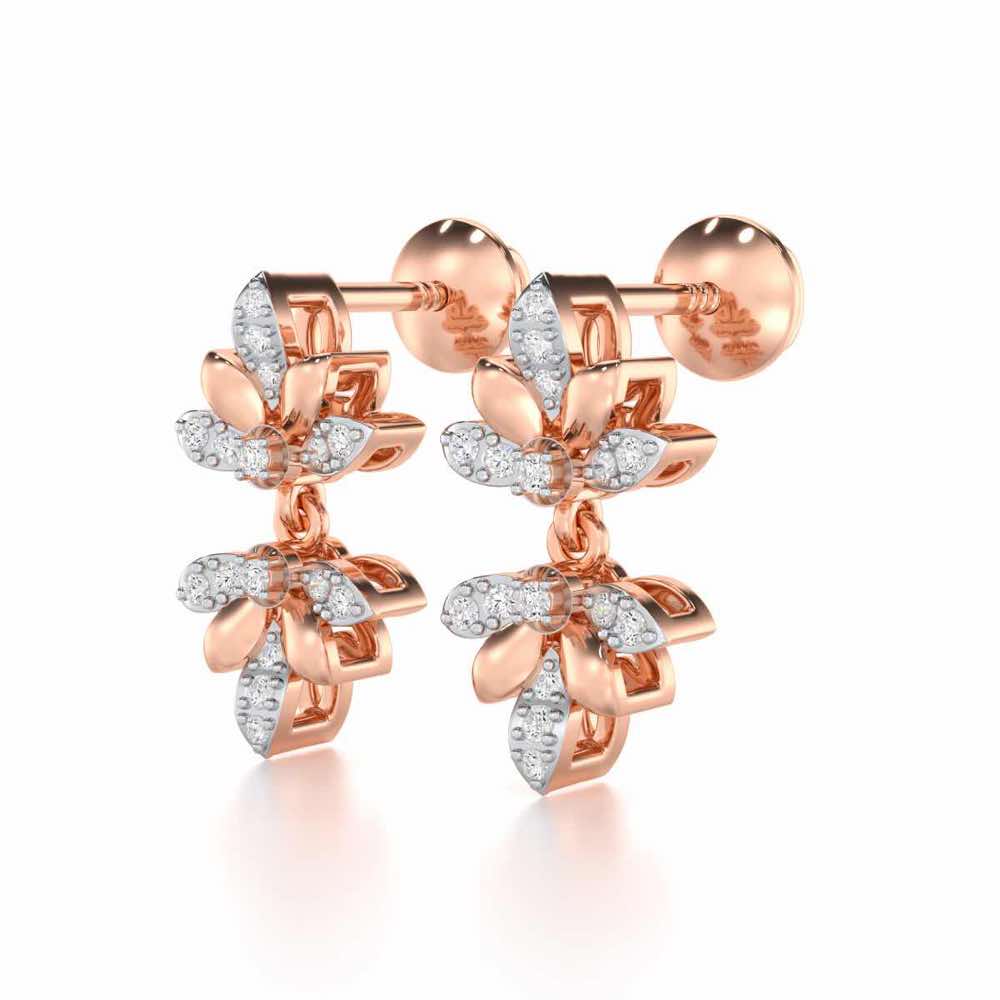 Floral Opulence Silver Earrings - Rose Gold - Image 3