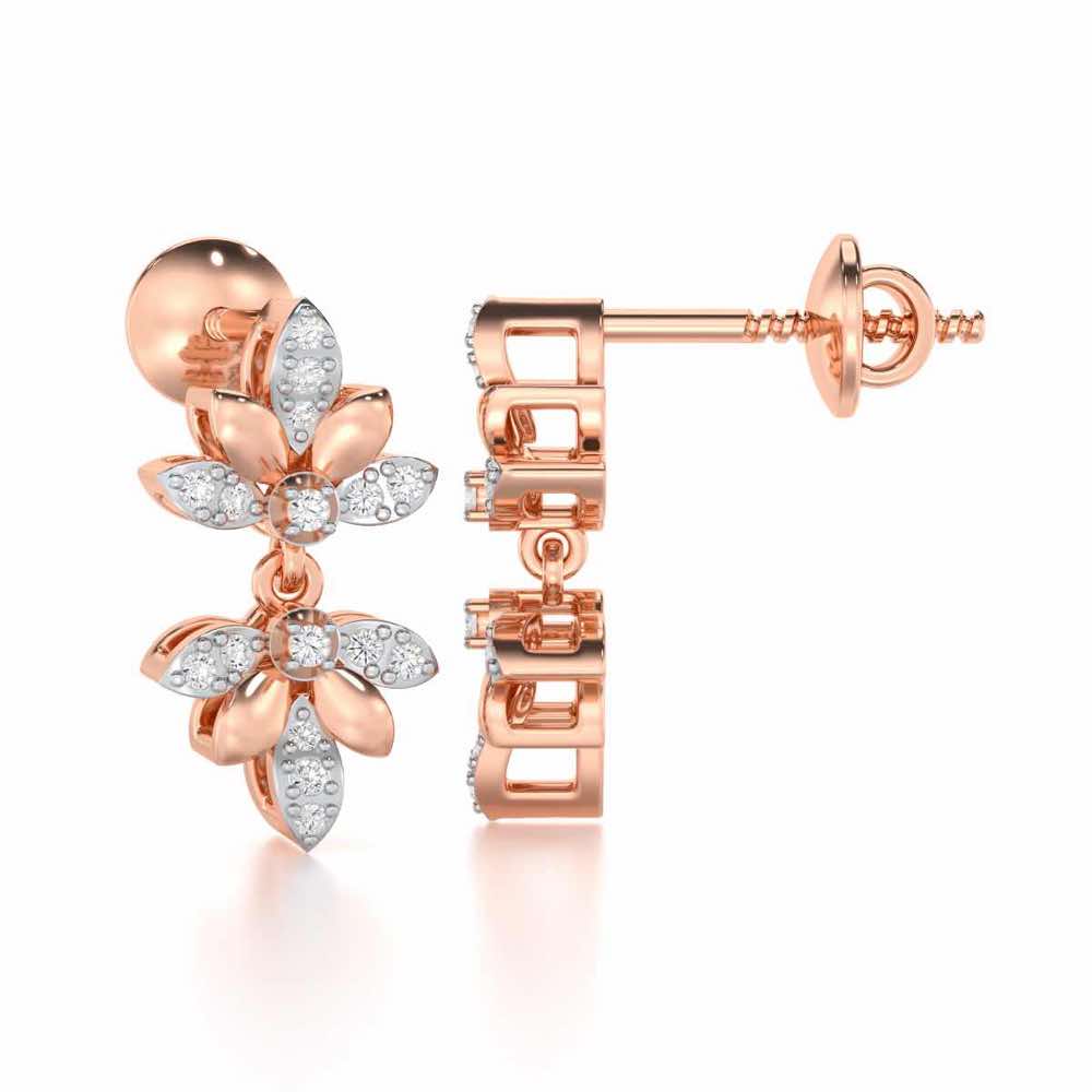 Floral Opulence Silver Earrings - Rose Gold - Image 4