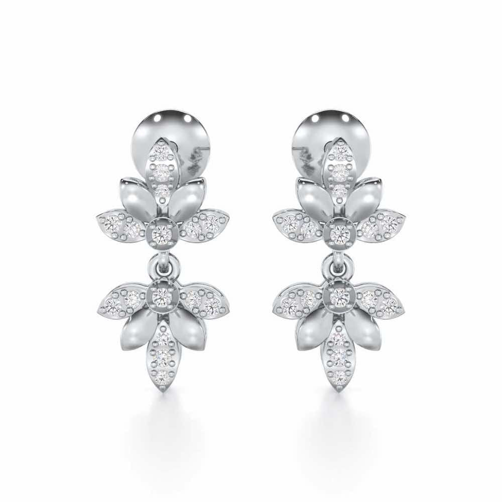 Floral Opulence Silver Earrings - White Gold - Image 1