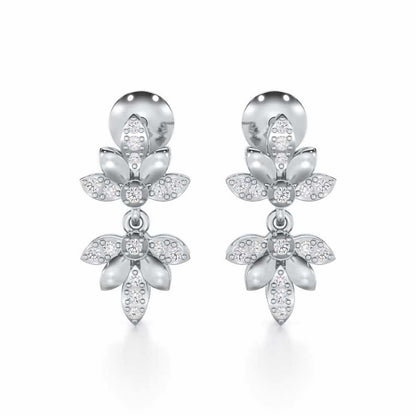 Floral Opulence Silver Earrings - White Gold - Image 1