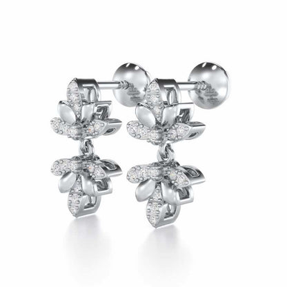Floral Opulence Silver Earrings - White Gold - Image 3