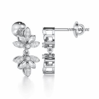 Floral Opulence Silver Earrings - White Gold - Image 4