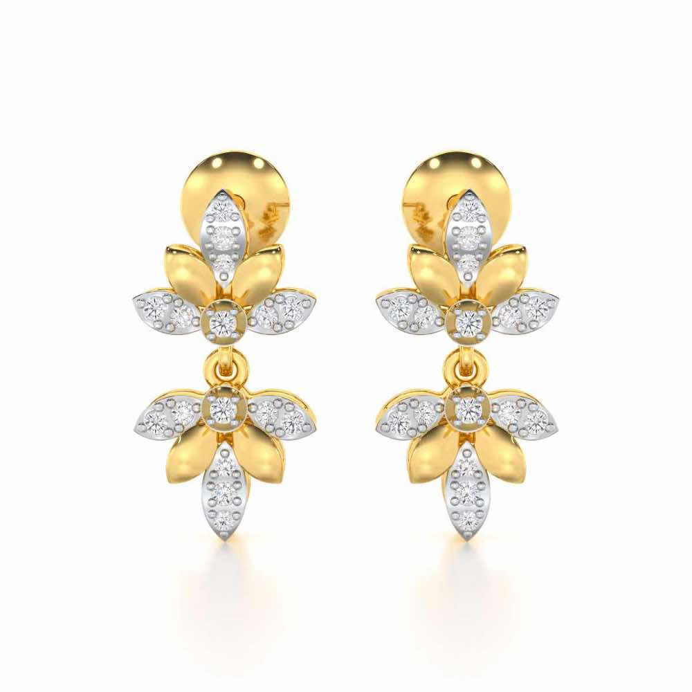 Floral Opulence Silver Earrings - Yellow Gold - Image 1