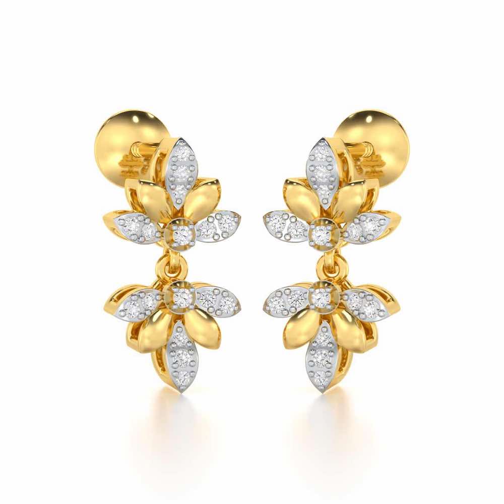 Floral Opulence Silver Earrings - Yellow Gold - Image 2