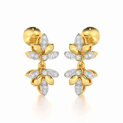 Floral Opulence Silver Earrings - Yellow Gold - Image 2