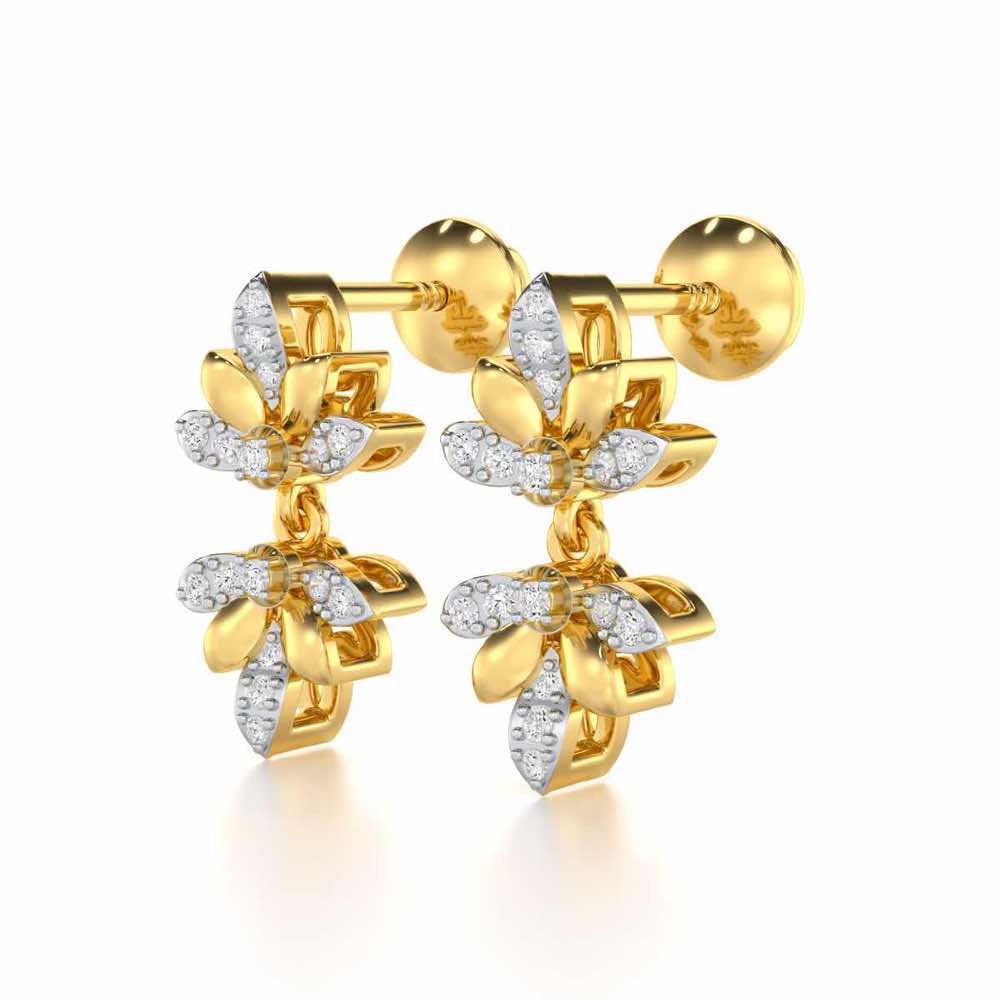 Floral Opulence Silver Earrings - Yellow Gold - Image 3