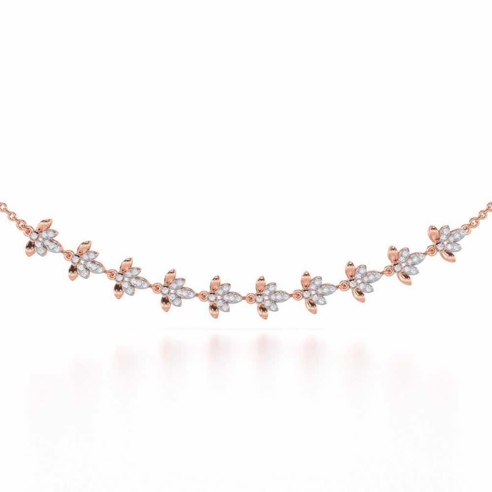 Floral Opulence Silver Necklace - Rose Gold - Image 1