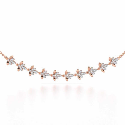 Floral Opulence Silver Necklace - Rose Gold - Image 1