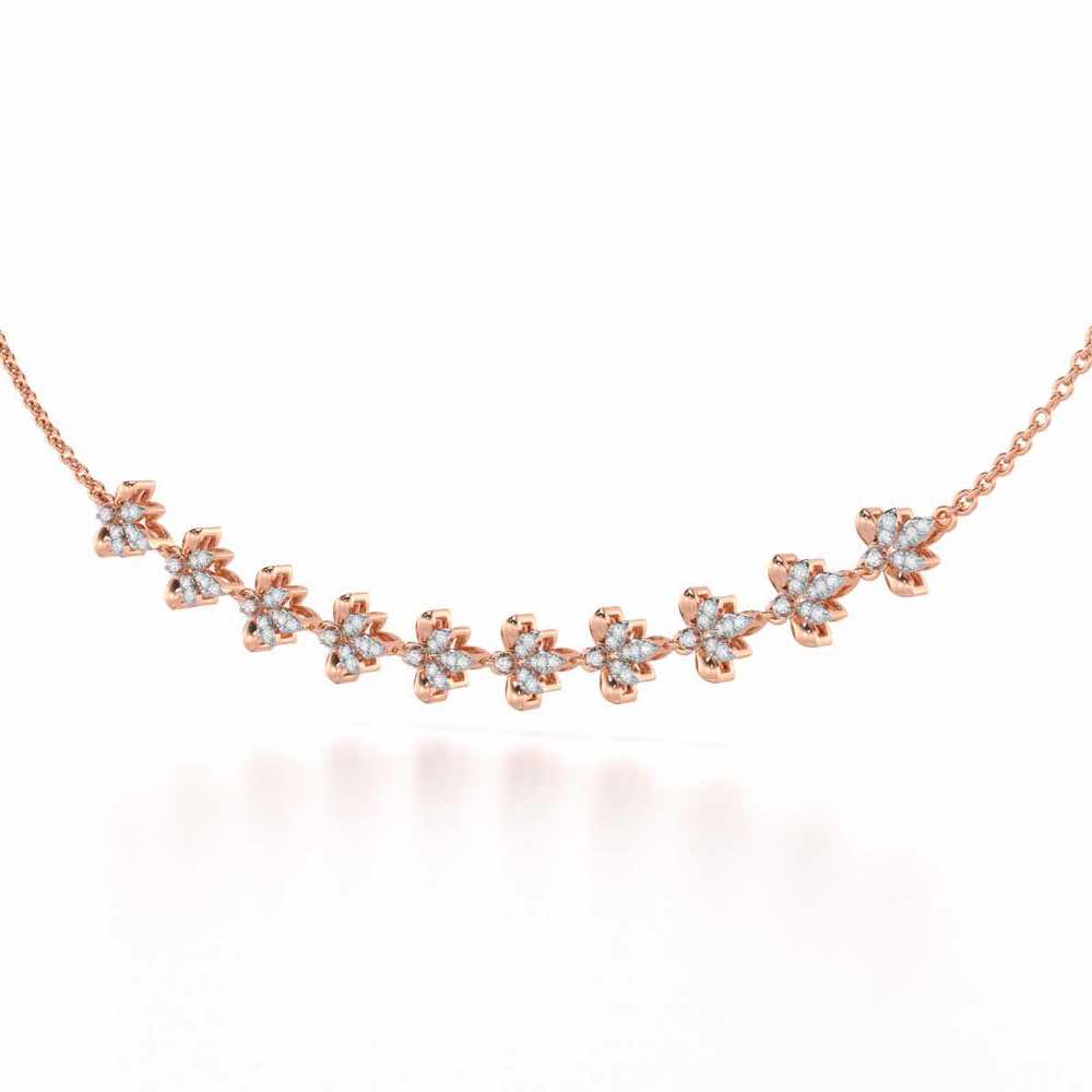 Floral Opulence Silver Necklace - Rose Gold - Image 3