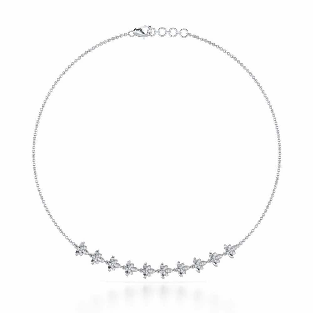 Floral Opulence Silver Necklace - White Gold - Image 2