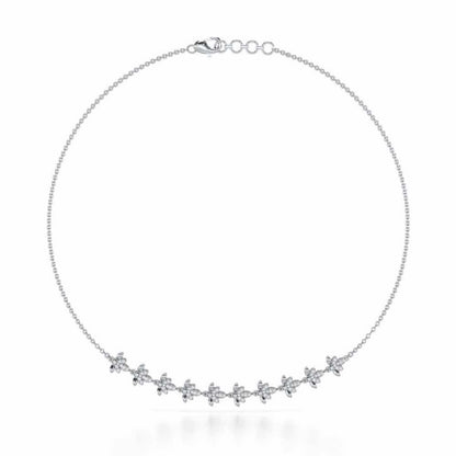 Floral Opulence Silver Necklace - White Gold - Image 2