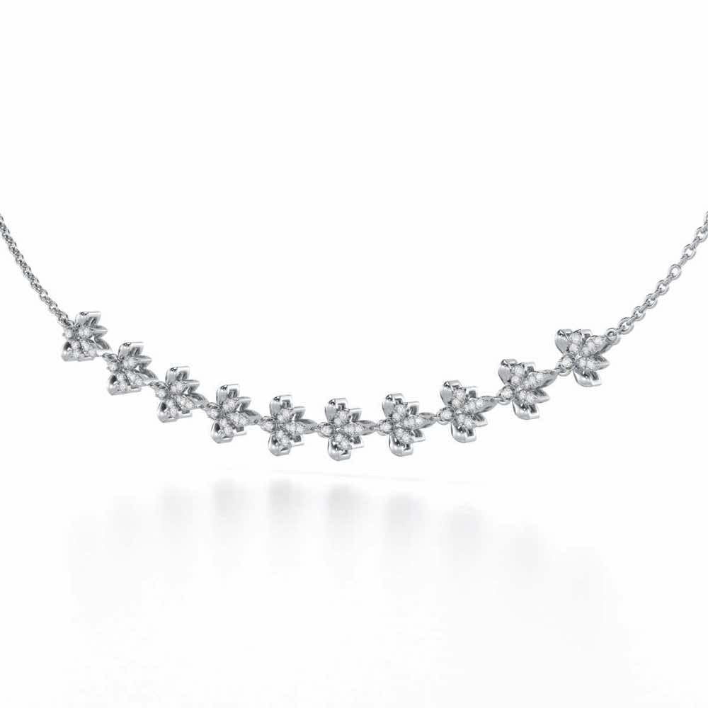 Floral Opulence Silver Necklace - White Gold - Image 3
