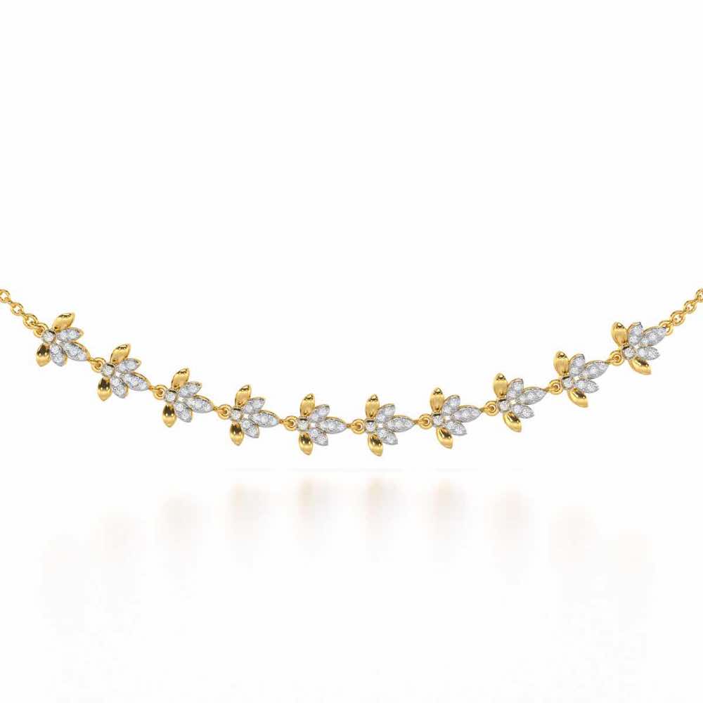 Floral Opulence Silver Necklace - Yellow Gold - Image 1