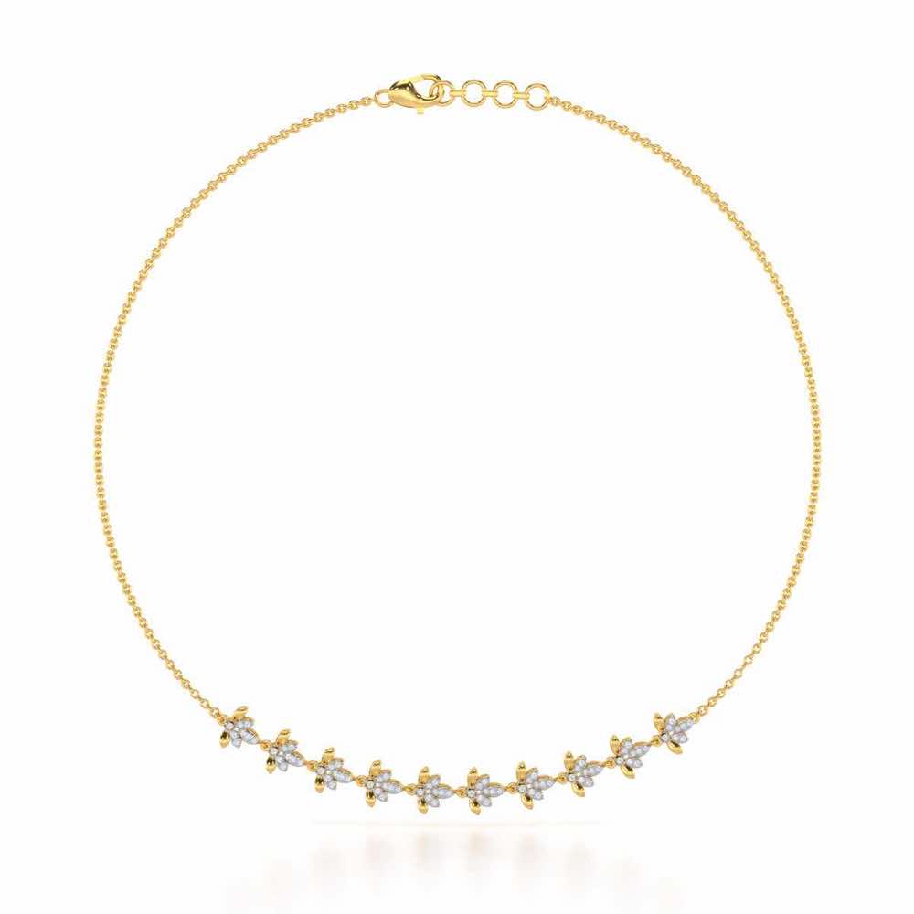 Floral Opulence Silver Necklace - Yellow Gold - Image 2