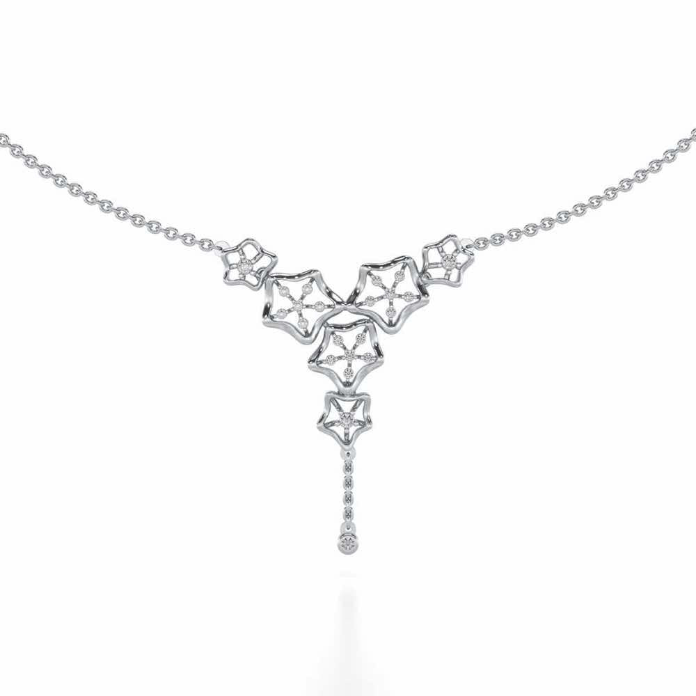 Floral Party Silver Necklace - White Gold - Image 1