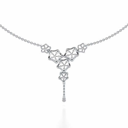 Floral Party Silver Necklace - White Gold - Image 1