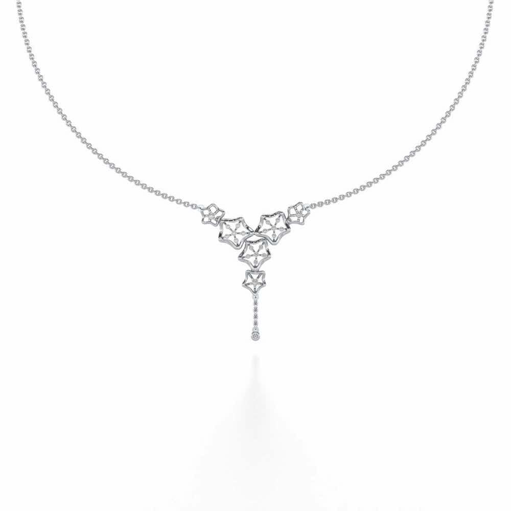 Floral Party Silver Necklace - White Gold - Image 2