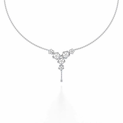 Floral Party Silver Necklace - White Gold - Image 2