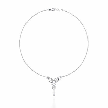 Floral Party Silver Necklace - White Gold - Image 3