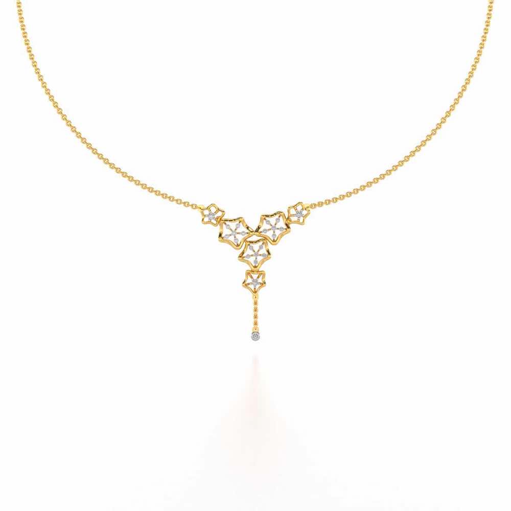 Floral Party Silver Necklace - Yellow Gold - Image 2