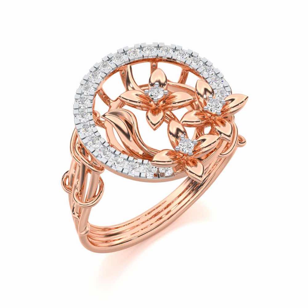 Floral Spectrum Silver Ring - Rose Gold - Image 1