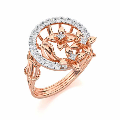 Floral Spectrum Silver Ring - Rose Gold - Image 1