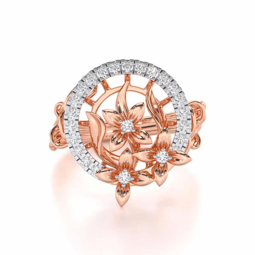 Floral Spectrum Silver Ring - Rose Gold - Image 4