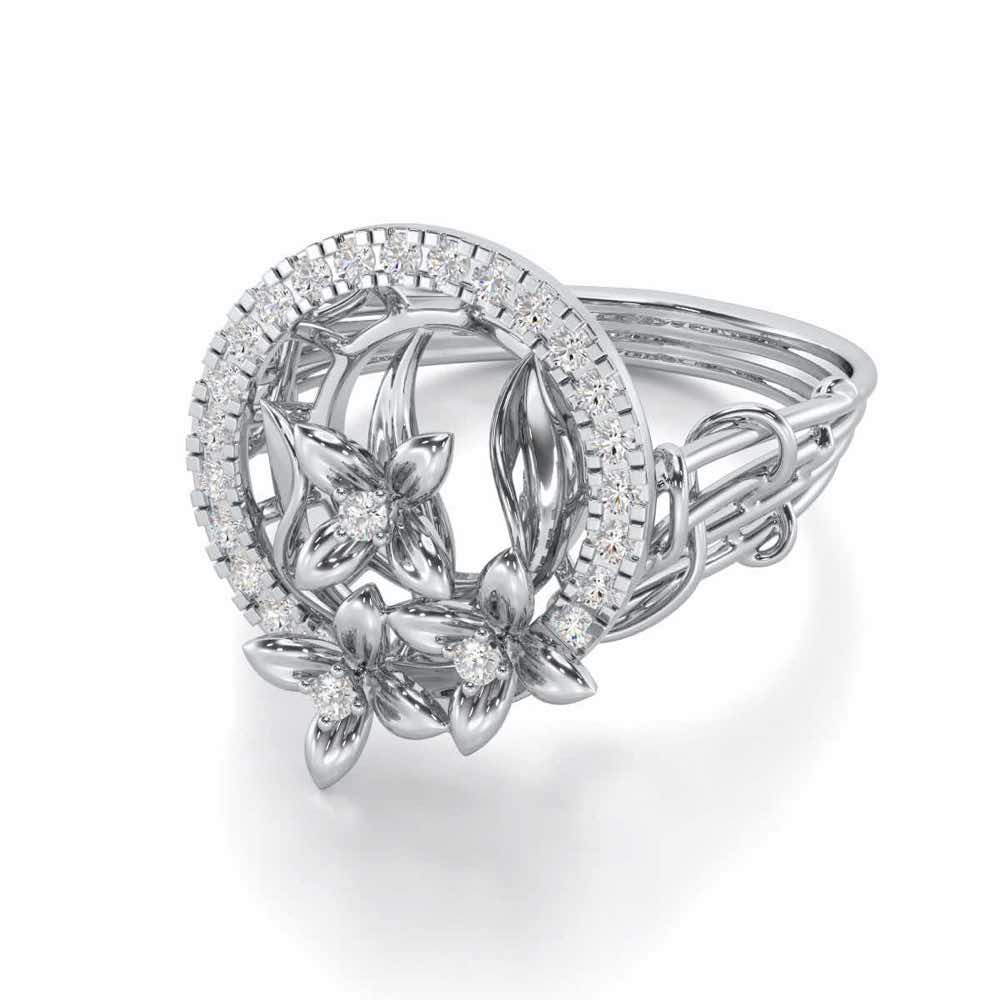 Floral Spectrum Silver Ring - White Gold - Image 2