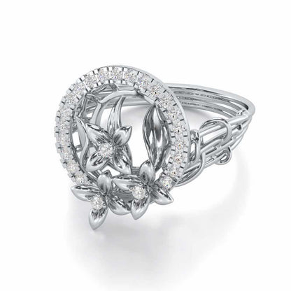 Floral Spectrum Silver Ring - White Gold - Image 2