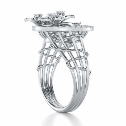 Floral Spectrum Silver Ring - White Gold - Image 3