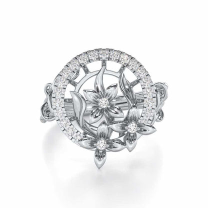 Floral Spectrum Silver Ring - White Gold - Image 4