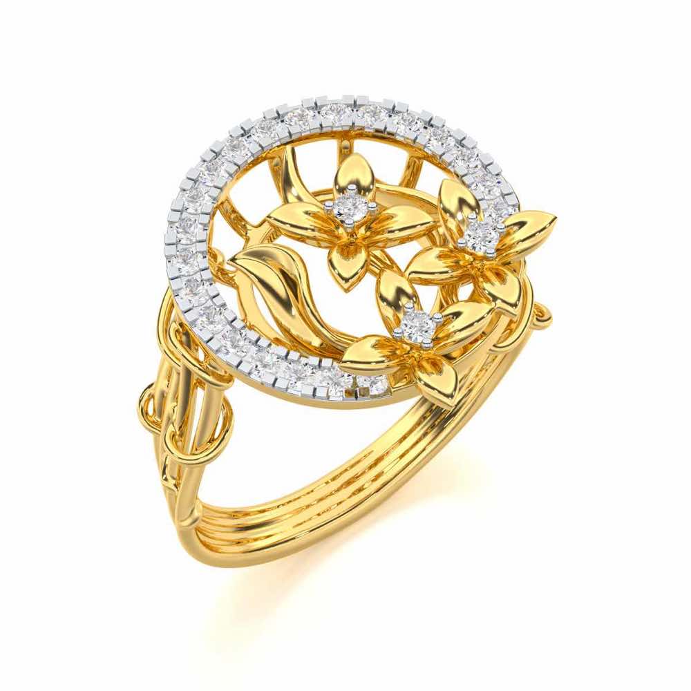 Floral Spectrum Silver Ring - Yellow Gold - Image 1
