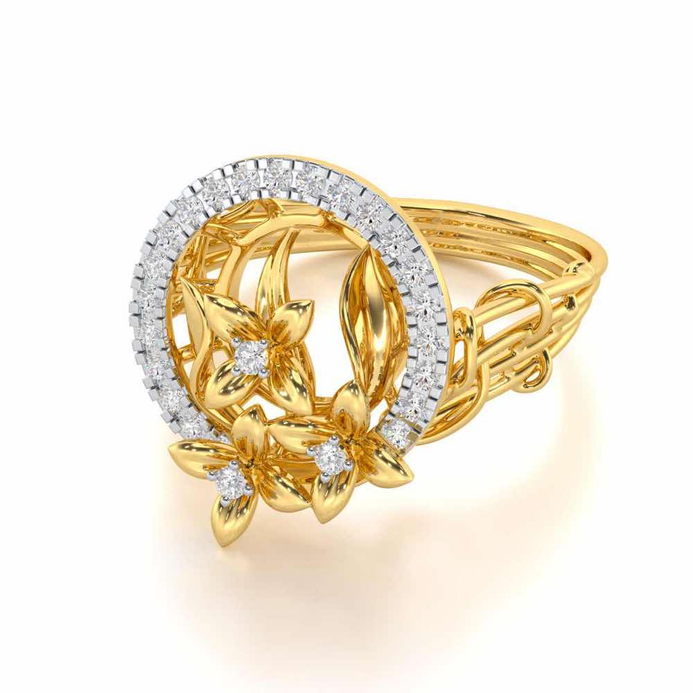 Floral Spectrum Silver Ring - Yellow Gold - Image 2