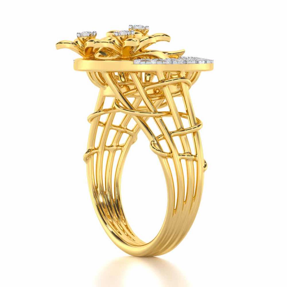 Floral Spectrum Silver Ring - Yellow Gold - Image 3