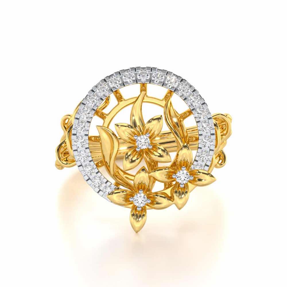 Floral Spectrum Silver Ring - Yellow Gold - Image 4