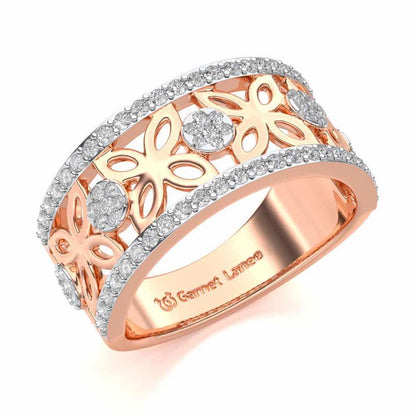 Florred Silver Band Ring - Rose Gold - Image 1