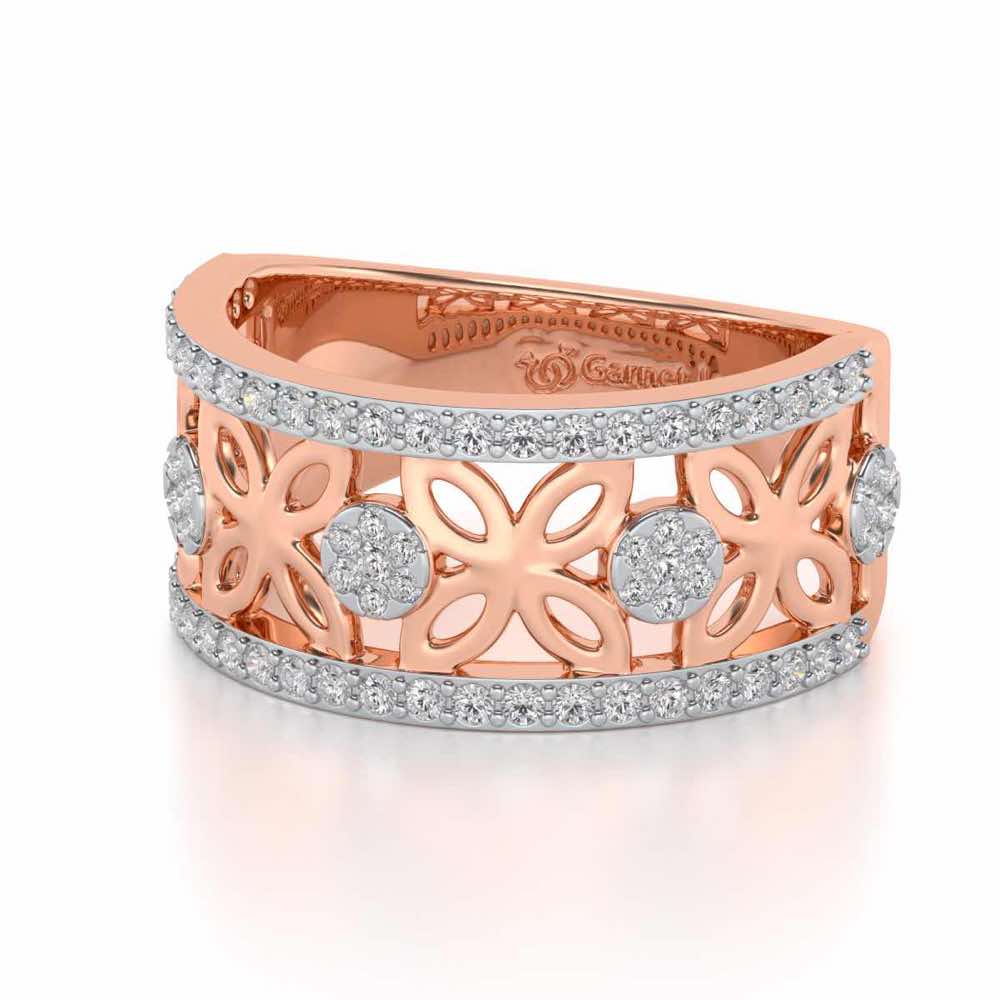Florred Silver Band Ring - Rose Gold - Image 2