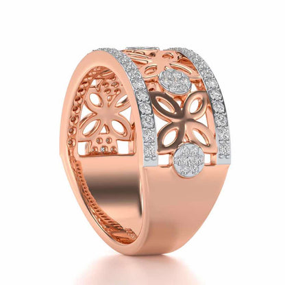 Florred Silver Band Ring - Rose Gold - Image 3