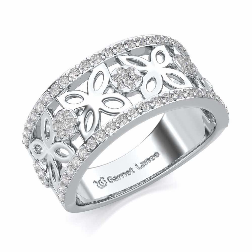 Florred Silver Band Ring - White Gold - Image 1