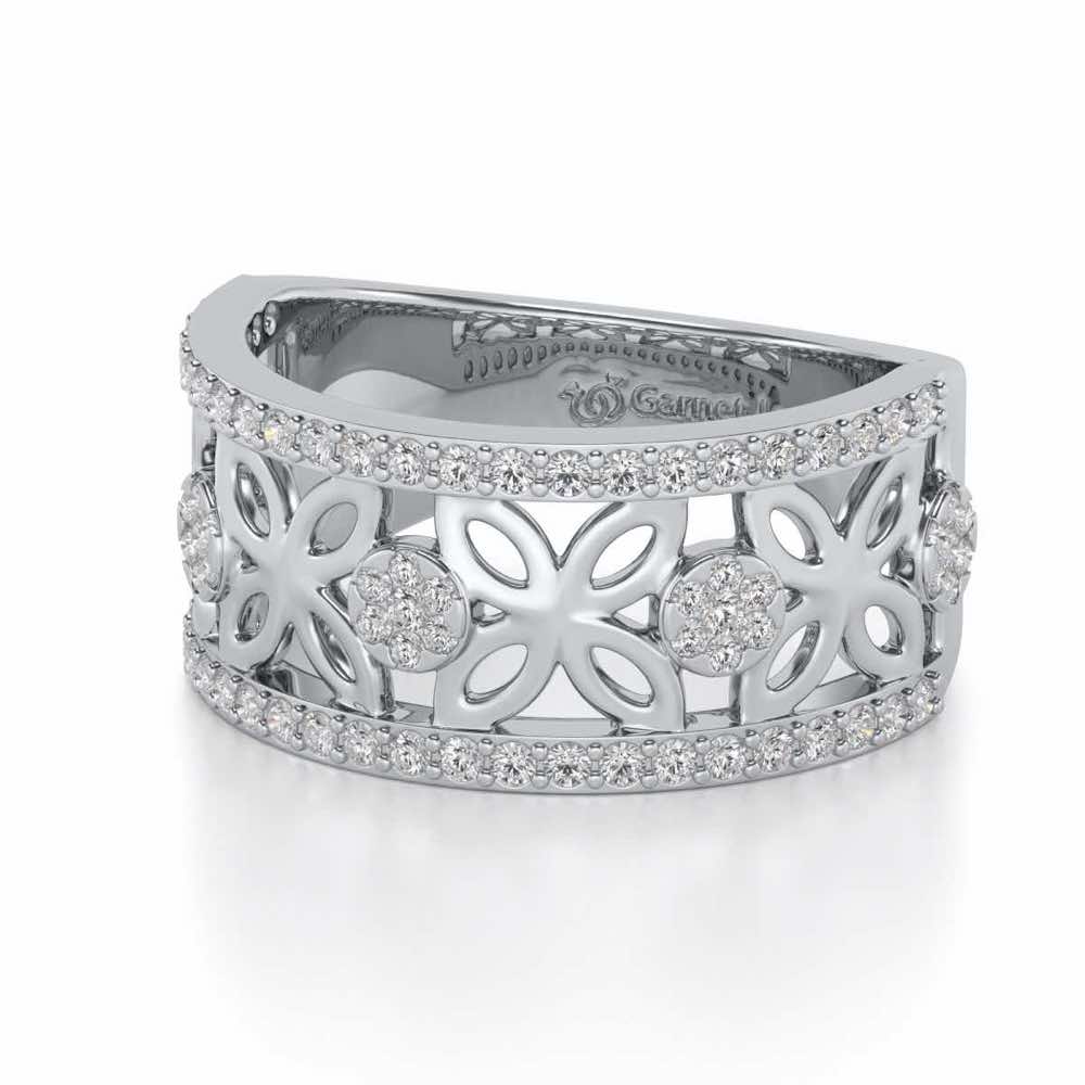 Florred Silver Band Ring - White Gold - Image 2