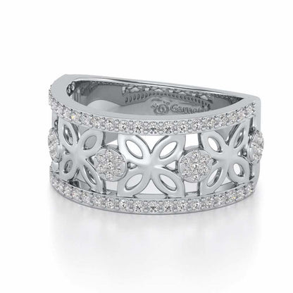 Florred Silver Band Ring - White Gold - Image 2
