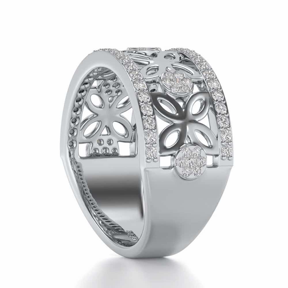 Florred Silver Band Ring - White Gold - Image 3