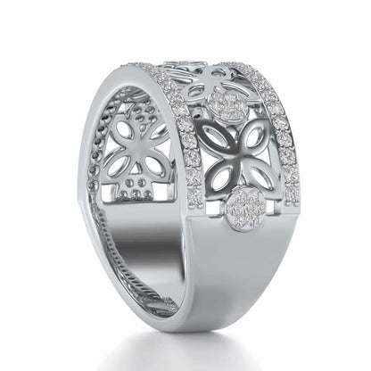 Florred Silver Band Ring - White Gold - Image 3
