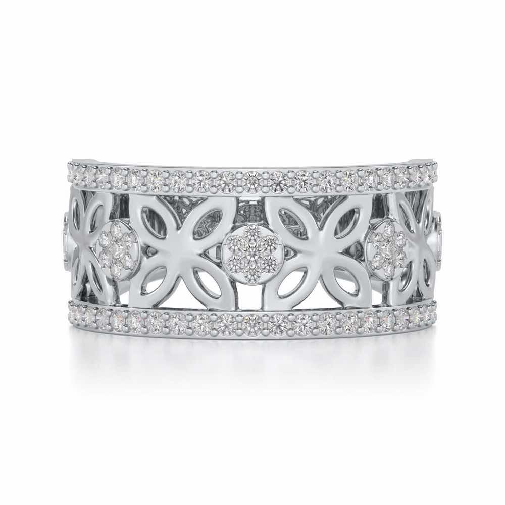 Florred Silver Band Ring - White Gold - Image 4