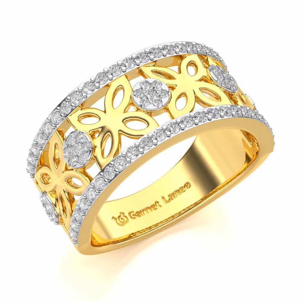 Florred Silver Band Ring - Yellow Gold - Image 1